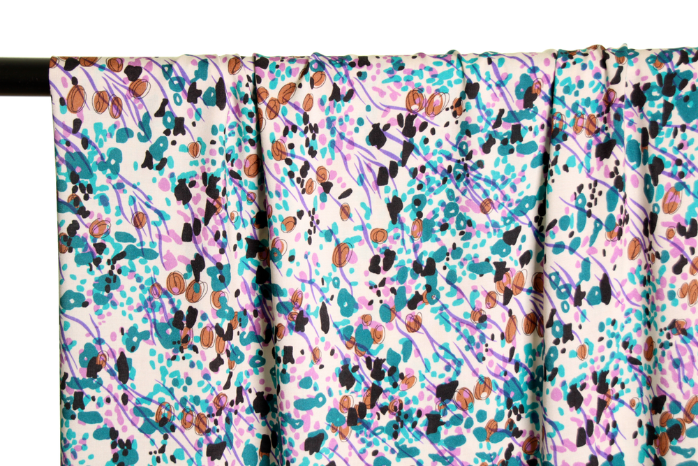 Gebroken witte viscose met kleine schilderprint - Atelier Jupe